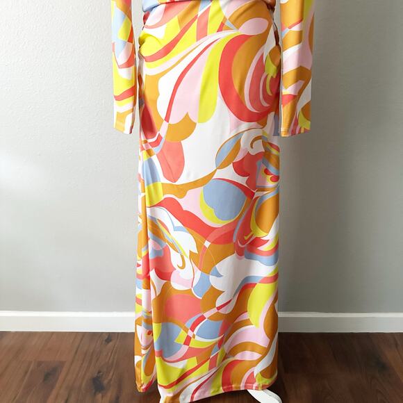 Boston Proper 70s Multicolor Funky Slinky Sequin Maxi Dress Women’s Size Medium - Picture 7 of 15